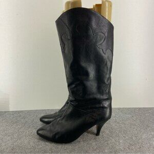 Buttery Soft Black Leather Western Cowboy Heeled Boots Women’s Size 9